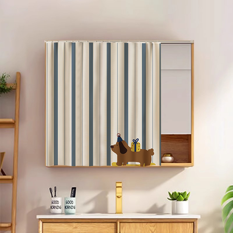 梳妆台镜子遮挡帘免打孔防尘帘子