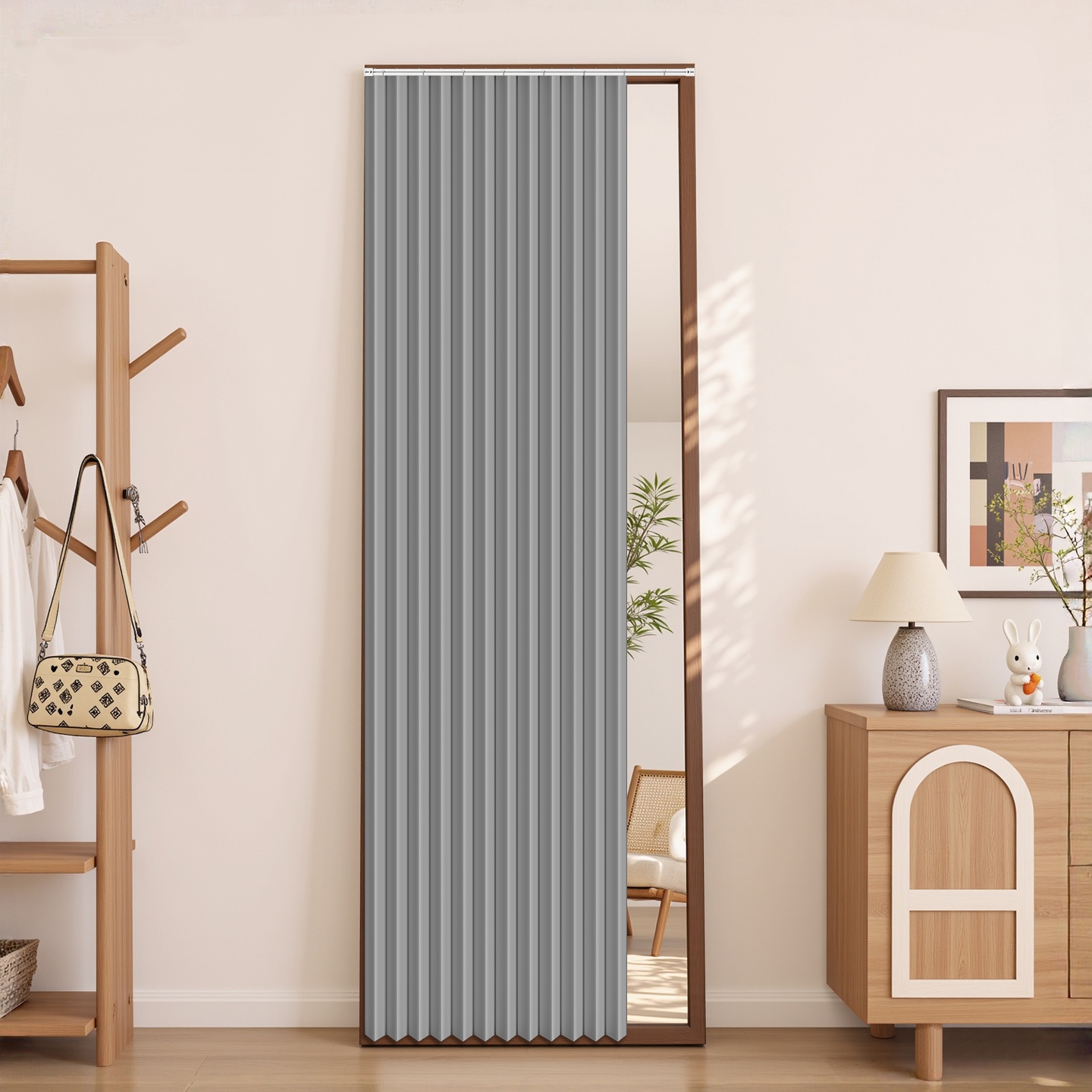 餐边柜橱柜遮挡帘防尘帘全身镜折叠帘衣柜鞋柜杂物柜遮丑帘储物架