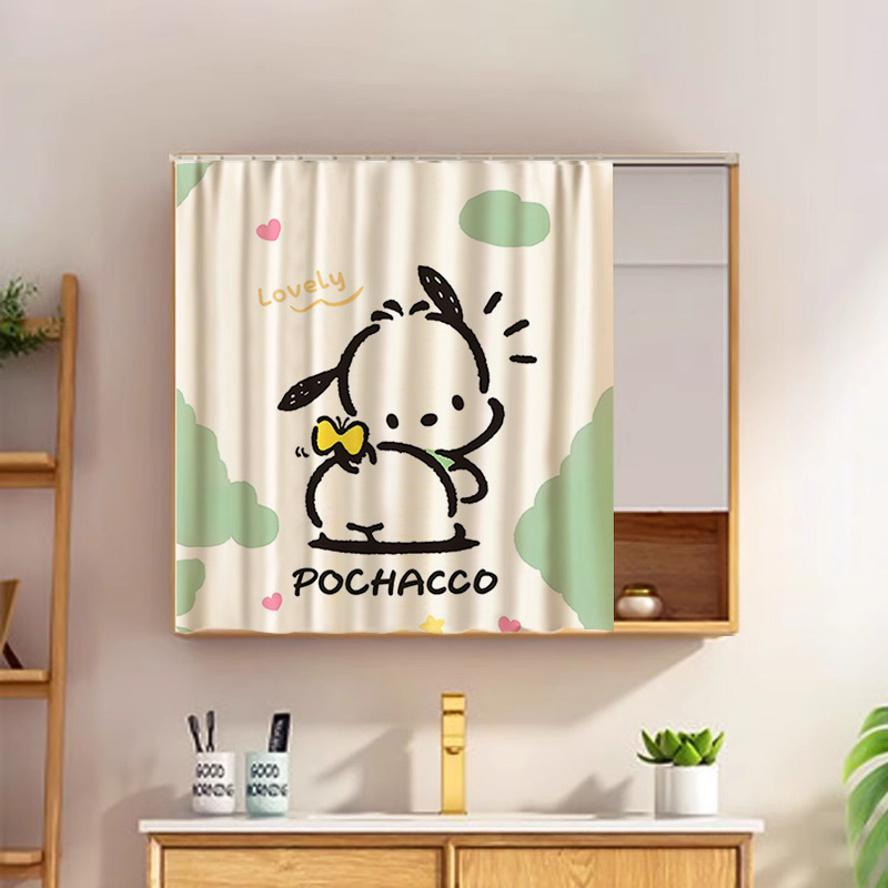 梳妆台镜子遮挡帘免打孔防尘帘子