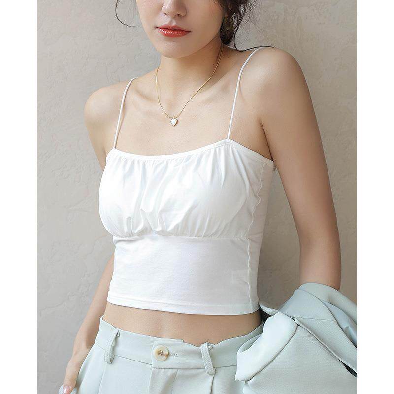 美背小吊带女内搭带胸垫一体裹胸打底背心式文胸夏防走光抹胸内衣