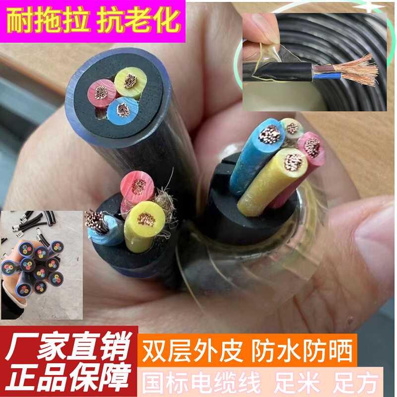 工地专用rvv电源线2/3芯2.5平方水平管套管电缆线防水防晒国标线