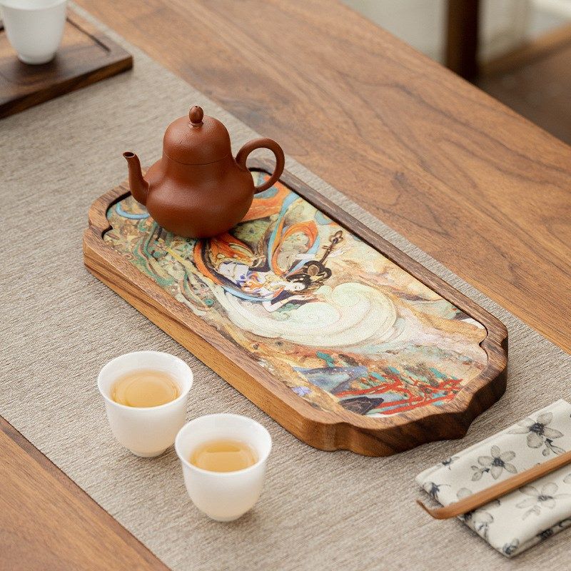 胡桃木新中式家用茶盘禅意茶席吸水实木干泡台干泡盘摆件双面茶席,餐饮具,茶盘,淘宝优惠券,粉丝福利购,淘宝优惠卷