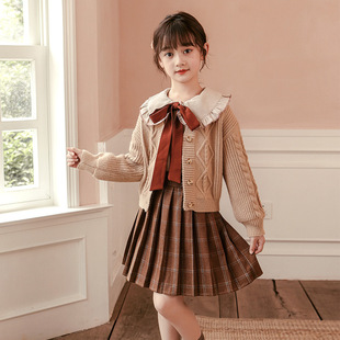 女童裙子秋冬款2022年新款洋气中童大童套装连衣裙时髦秋装儿童装