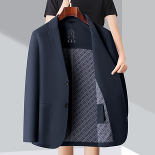 春秋季喜公公婚宴男士西装外套中年参加婚礼爸爸装休闲便西夹克衫