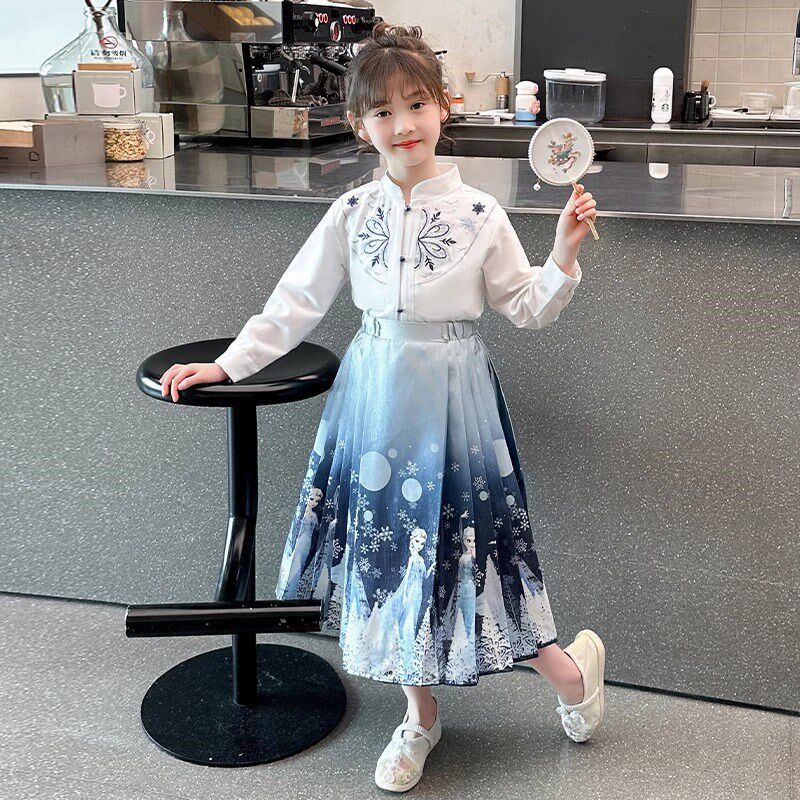 女童马面裙套装春装2025新款洋气中国风连衣裙女孩春秋两件套裙子