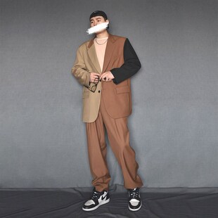 冷淡系西装两件套装高级感炸街老钱风上衣设计感小众老爹风外套男