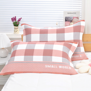 枕头巾全 5278cm大加厚成人简约四季 枕巾纯棉一对装 绑带款