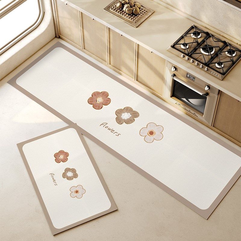 卡通花花厨房地垫防滑防油可擦免洗pFvc皮革长条地毯脚垫家用垫子,居家布艺,厨房地垫,淘宝优惠券,粉丝福利购,淘宝优惠卷