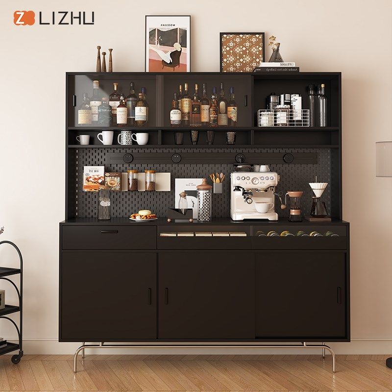 餐边柜靠墙一体黑色洞洞板茶水柜厨房I酒柜置物收纳高柜中古定制,住宅家具,餐边柜,淘宝优惠券,粉丝福利购,淘宝优惠卷