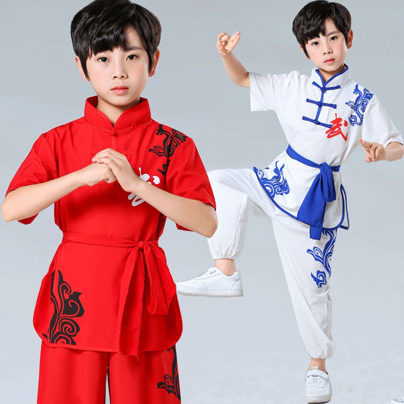 儿童武术表演服装练功服中国风太极演出服短袖夏季功夫武馆训练服