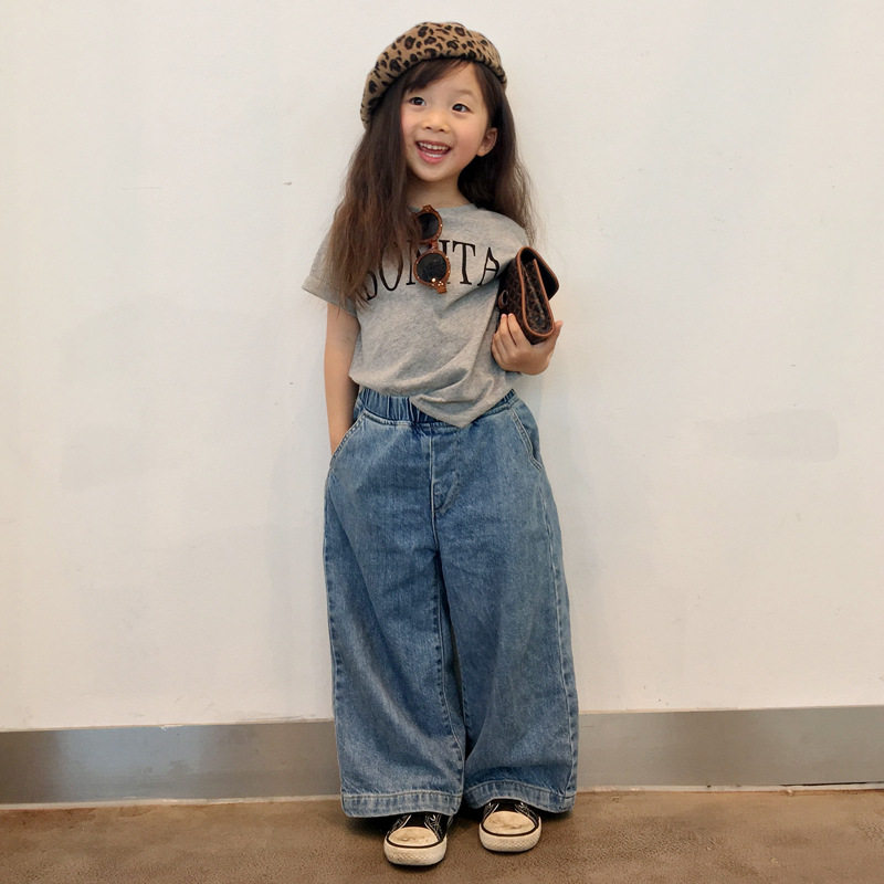 2025新款童装男童女童韩版中小童阔腿休闲宽松儿童裤子牛仔裤