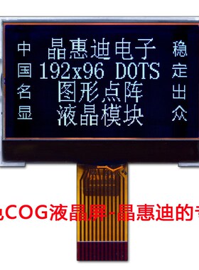 LCD点阵/2.2寸显示屏/19296液晶屏/COG/FSTN/负显/黑白屏
