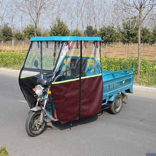 电动三轮车车棚双顶全封闭前车头棚玻璃挡雨棚遮阳透明篷驾驶室蓬