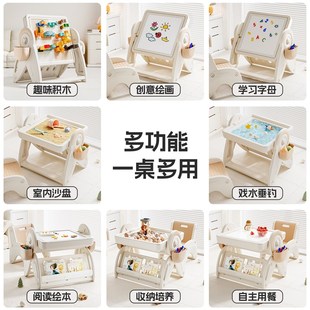 巧乐熊儿童多功能积木桌大颗粒拼图画板游戏桌男孩女孩益智玩具桌