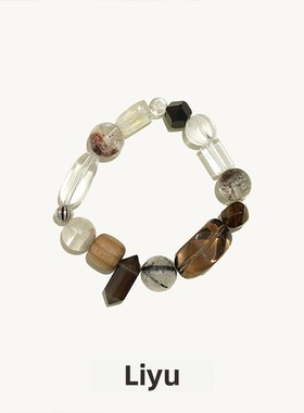 Liyu Liyu Lingyao水晶手链天然黄水晶白色水晶珠复古女性珠宝