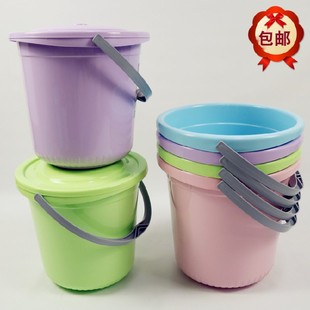 加厚带盖塑料手提水桶圆桶学生家用洗衣泡脚洗澡洗车大小号储水桶