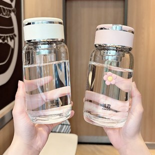 水杯玻璃杯带茶隔高颜值男女士单层泡茶杯子耐热防爆便携直饮杯