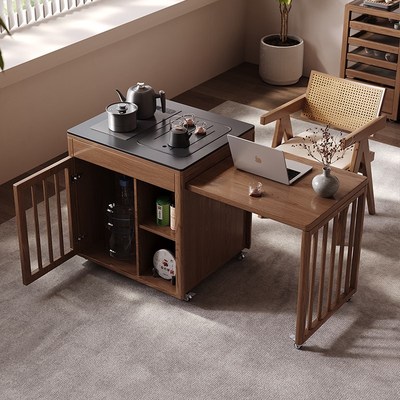 实木伸缩茶桌新中式阳台功夫泡茶茶台家用小户型客厅可移动茶水柜