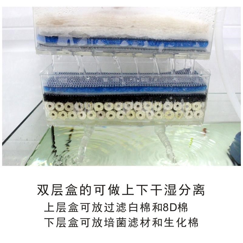 方形鱼缸乌龟箱过滤器干湿分离滴流盒吸便增氧循环水上置挂式滤盒