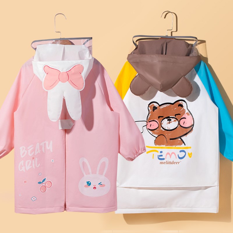 女童雨衣可爱小兔子小学生幼儿园宝宝上学全身防水雨披书包位