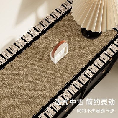 餐边柜桌垫中古风台面保护垫子长方形桌布防水防油免洗电视柜盖布