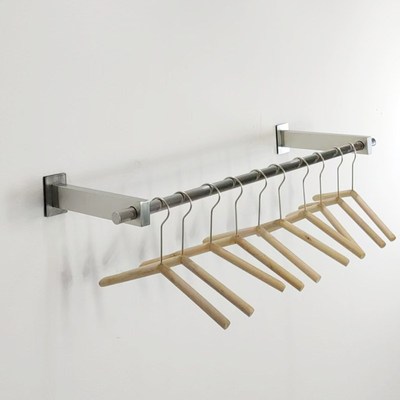 服装店悬挂式上墙壁挂展示架不锈钢拉丝侧挂架女装衣服货架陈列架