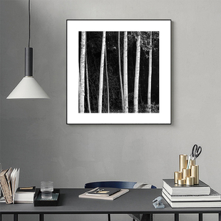 树木林荫大道黑白风景摄影装饰画工业风照片创意挂画现代