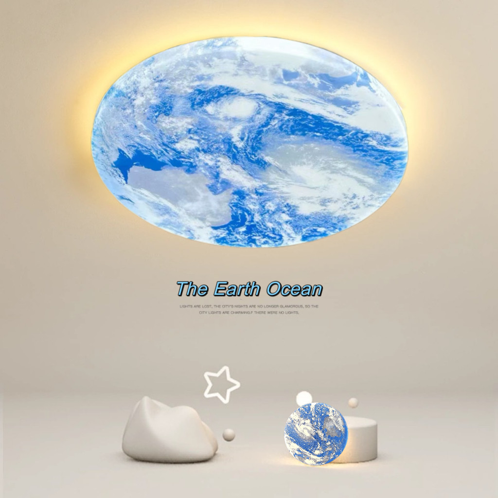 月球吸顶灯现代简约卧室主卧书房灯男孩男M孩儿童房太空星空护眼