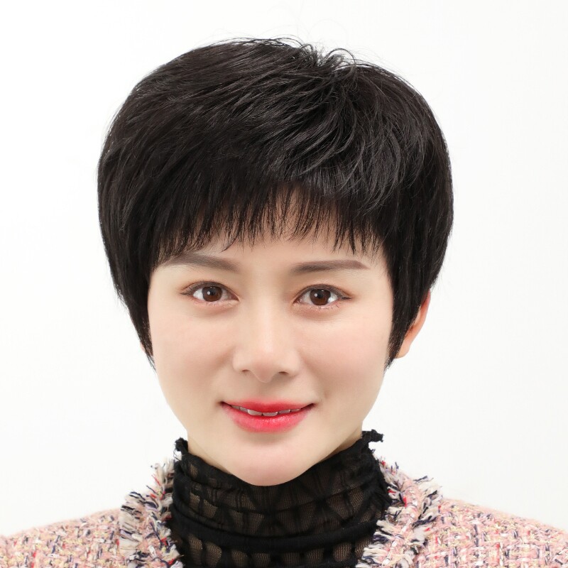 假发全头a套女真发全真人发年轻女士短发薄款自然光头真头发假发