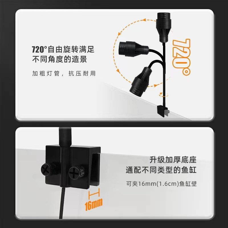 鱼缸射灯南e美造景专用灯雷龙水草原生三湖观O赏溪流可调变焦三色