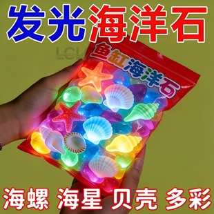 海洋发光宝石造景沙滩贝壳挖宝海洋动物水族造景石头夜光宝石免洗