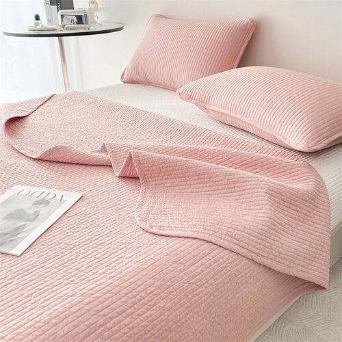 婴儿A类新疆棉花双面纯棉床盖三件套纯I色榻榻米垫子加厚夹棉床单