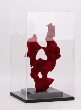 现代新中式树脂珊瑚石摆件亚克力罩酒店玄关客厅样板间高档装饰品