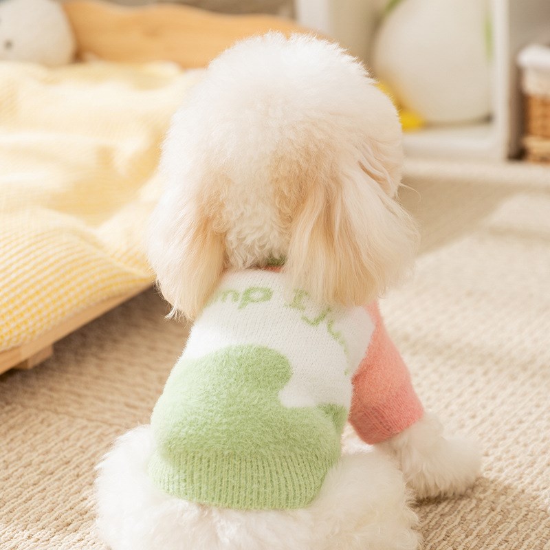 秋冬季宠物猫咪狗衣服保暖套头圆领两脚衣针织衫毛衣加厚提花衣服