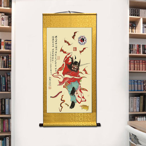 客厅装饰画天师钟馗挂画国画玄关卧室吉祥风水招财门神挂画卷轴