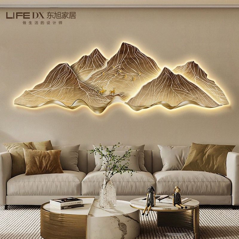 背有靠山3d立体装饰画客厅沙发背景墙挂画大气办公室led带灯壁画