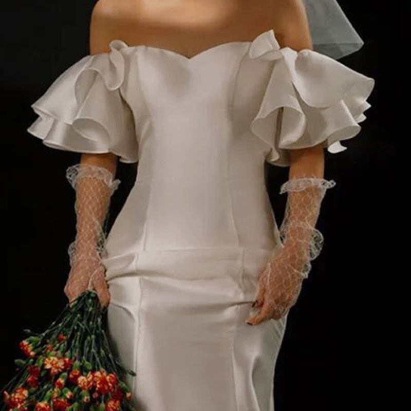 新娘手套森系优雅荷叶边遮手臂袖子婚礼婚纱礼服手袖可订做颜色