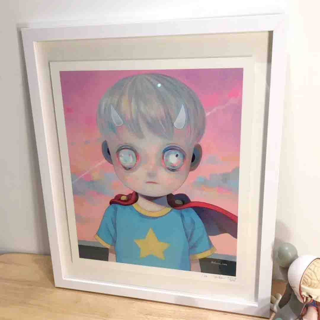 下田光版画人物 梦幻卡通装饰挂画无框画卧室家居工作室潮流创意