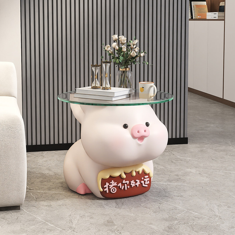 奶油风可爱猪客厅落地茶几摆件床头装饰电视柜沙发边几乔迁礼物,家居饰品,落地摆件,淘宝优惠券,粉丝福利购,淘宝优惠卷