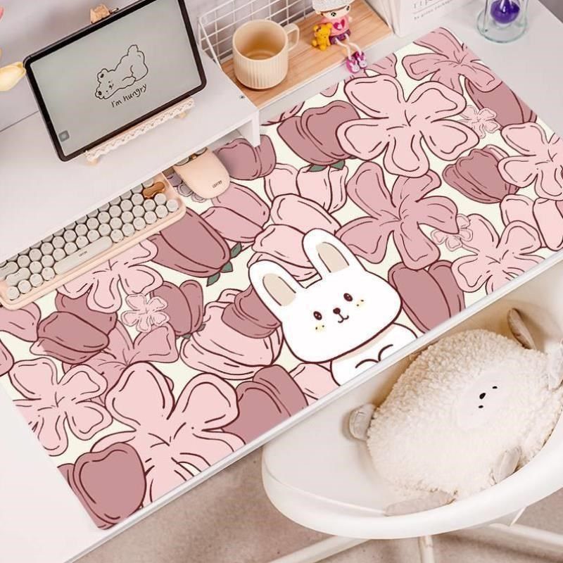 可爱猫咪鼠标垫超大号定制办公电脑桌垫子电竞游戏键盘垫护腕垫