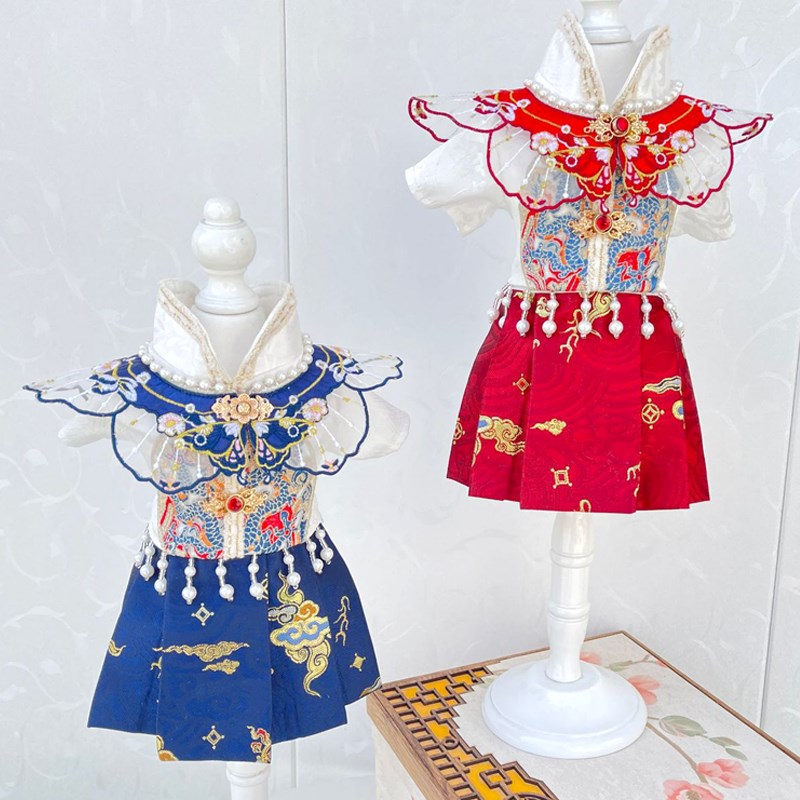 狗狗衣服春秋款猫咪唐装春季夏季宠物狗马面裙子夏天薄款猫春夏衣