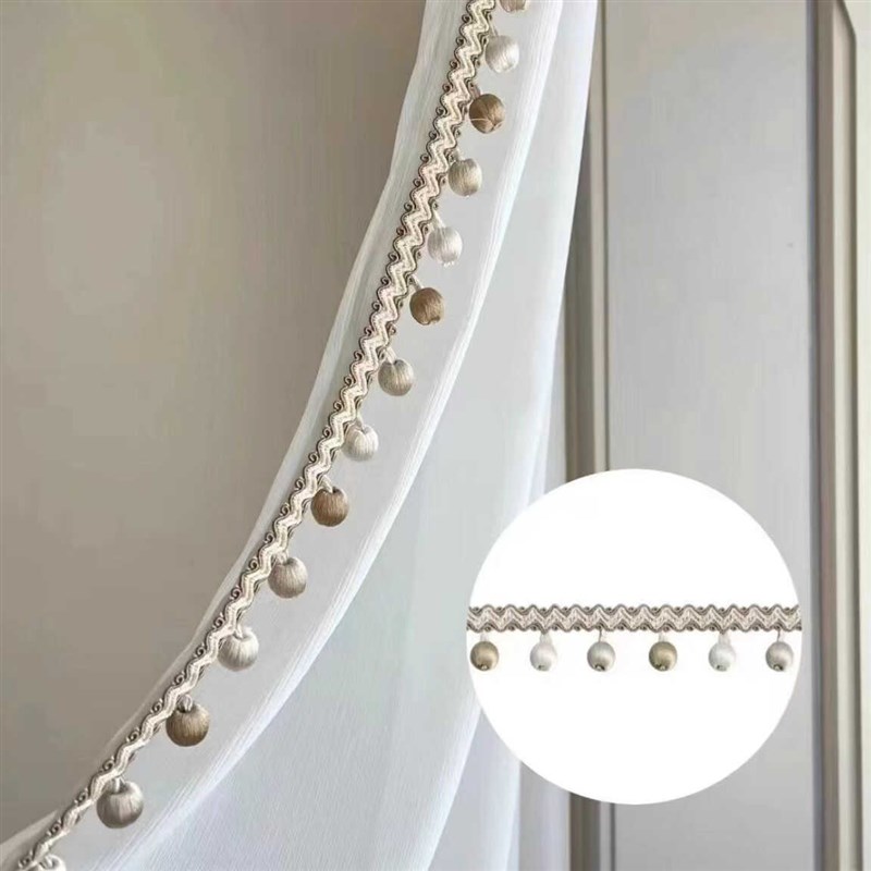 奥薇窗帘花边幔头装饰珠子金色包丝木珠拼接新款高档花边