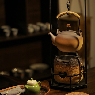 围炉煮茶器具套装粗陶煮茶壶明火干烧碳火炉家用室内烤火炉子户外