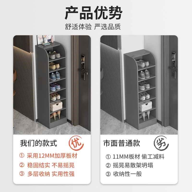 鞋柜简易家用小型迷你省空间客厅收纳架门口转角大容量窄立式鞋架