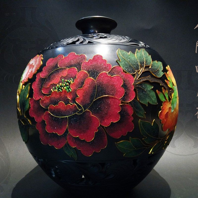 中国国潮富贵装饰品摆件客厅干花插花非遗彩陶罐新中式镶嵌牡丹罐,家居饰品,桌面摆件,淘宝优惠券,粉丝福利购,淘宝优惠卷