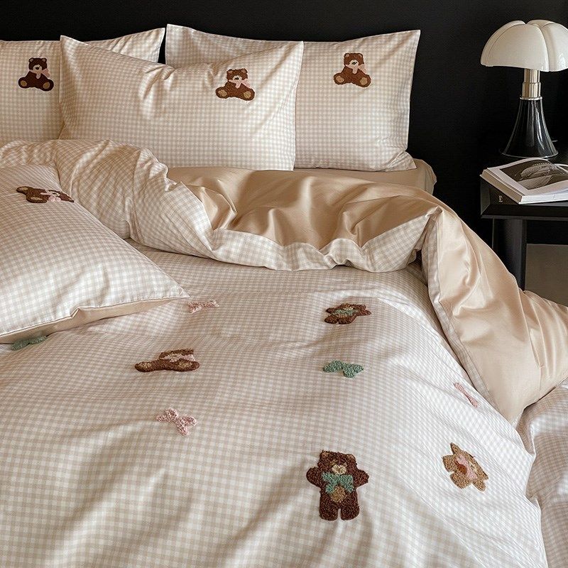 可爱卡通毛巾绣四件套全棉长绒棉儿童床上用品纯棉床笠罩亲肤被套