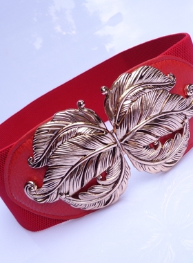 夏季百搭款时尚黑色连衣裙子配饰 松紧腰带女士超宽腰封装饰腰带