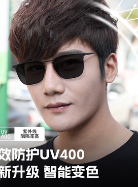2025新款超轻纯钛变色太阳眼镜男近视偏光墨镜带度数开车防紫外线