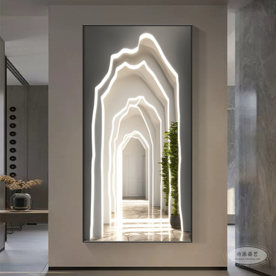 空间延伸感玄关装饰画抽象壁画现代竖版入户走廊过道客厅挂画