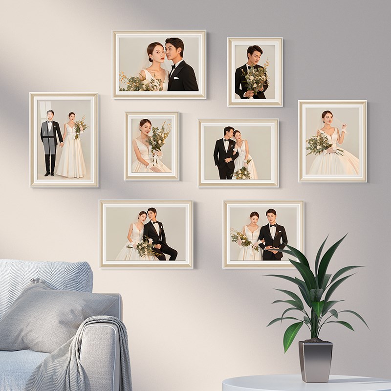婚纱照亲子照片墙相框影楼结婚照全家福定制免费洗照片水晶